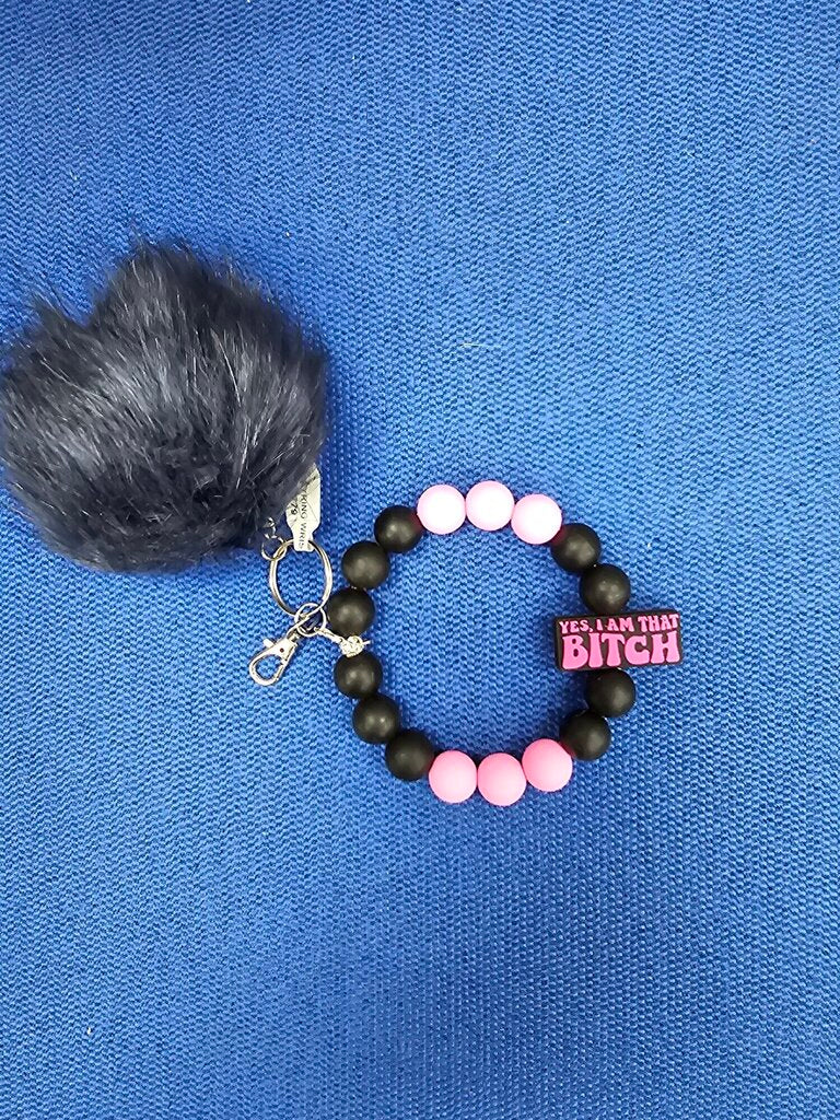 KEYRING WRISTLET BITCH