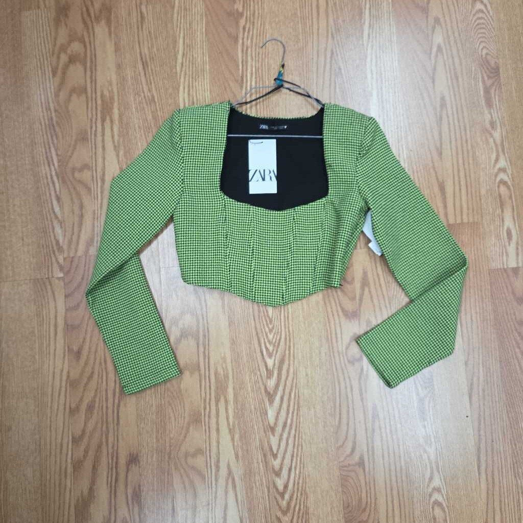 New Zara Houndstooth Crop Top