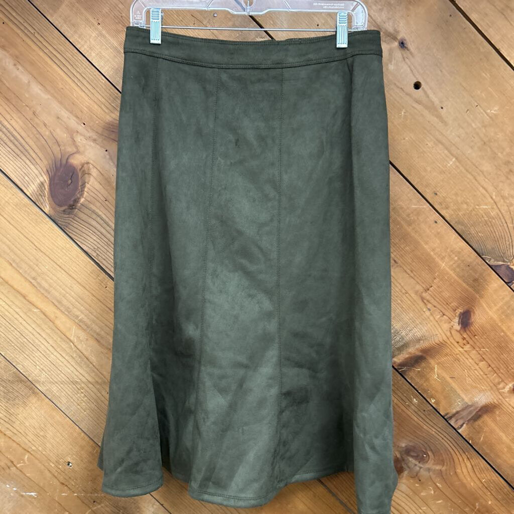New Tahari Faux Suede Midi Flare Skirt