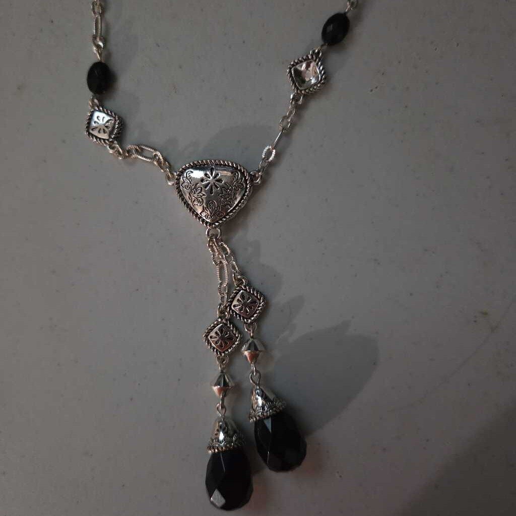 Vintage Necklace with Black Beads