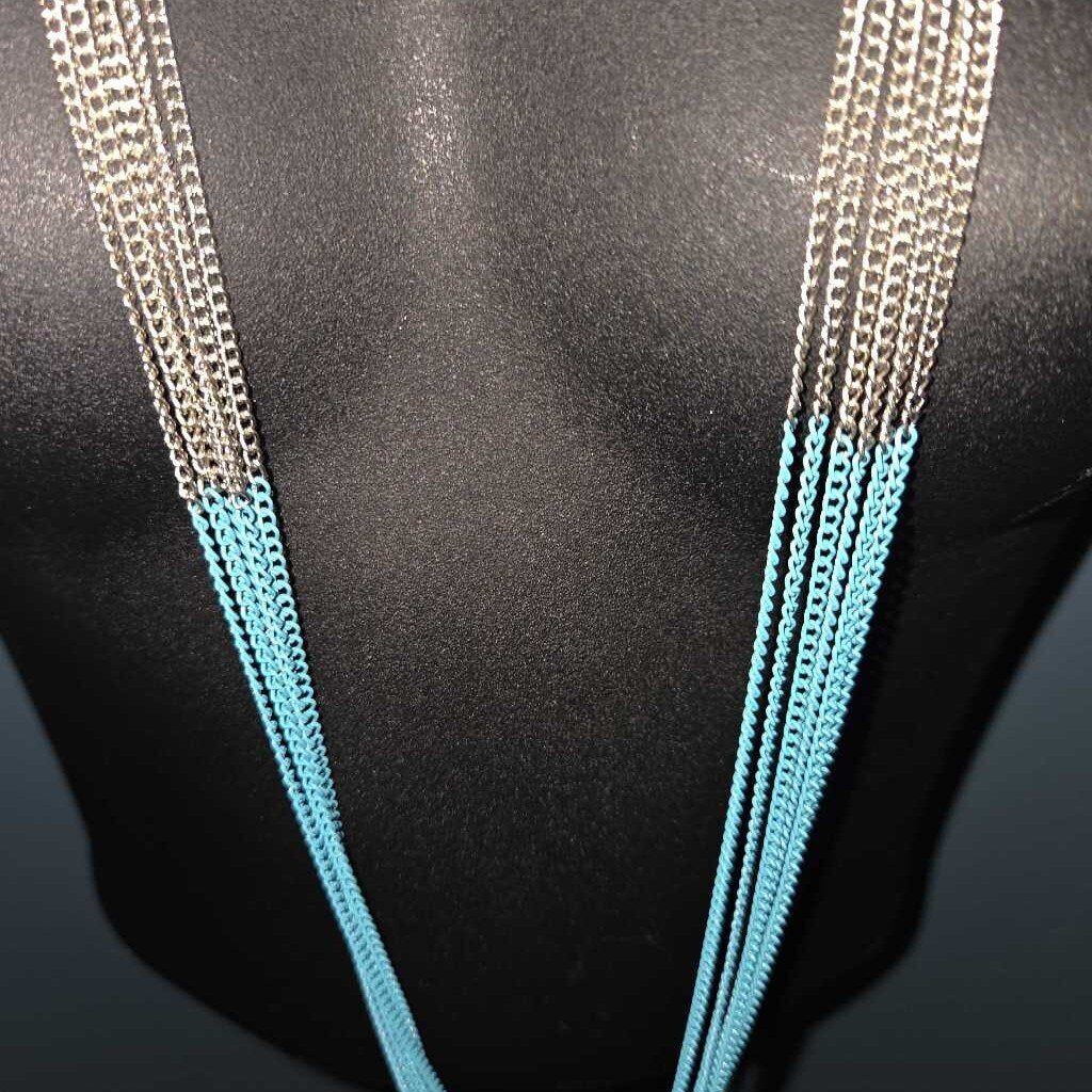 Vintage Multi-Strand Silver & Blue Necklace
