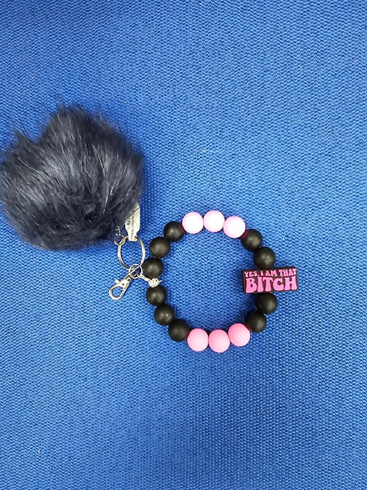 KEYRING WRISTLET BITCH