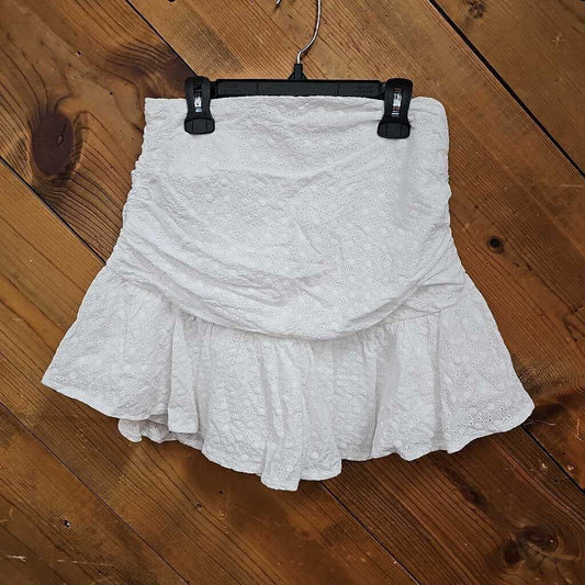 Selfie Leslie Ruched Eyelet Emboidered Mini Skirt