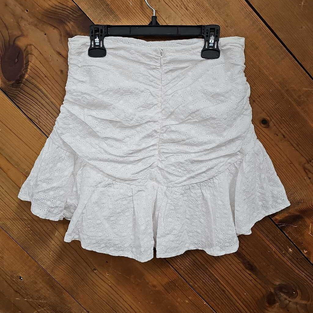 Selfie Leslie Ruched Eyelet Emboidered Mini Skirt