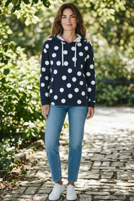 New Boden Polka Dot Jersey Lounge Hoodie