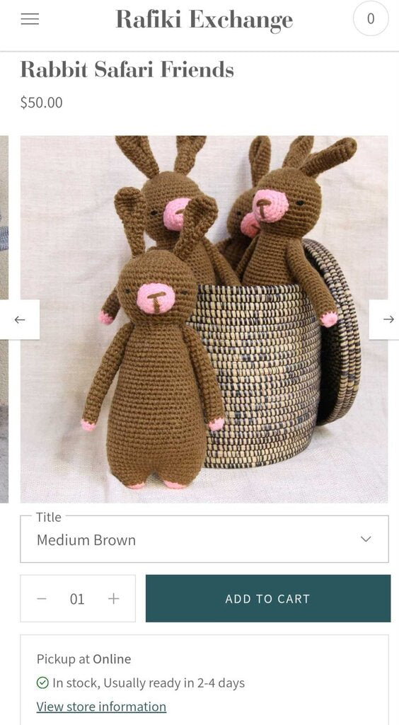 New Rafiki Foundation Rabbit Safari Friend