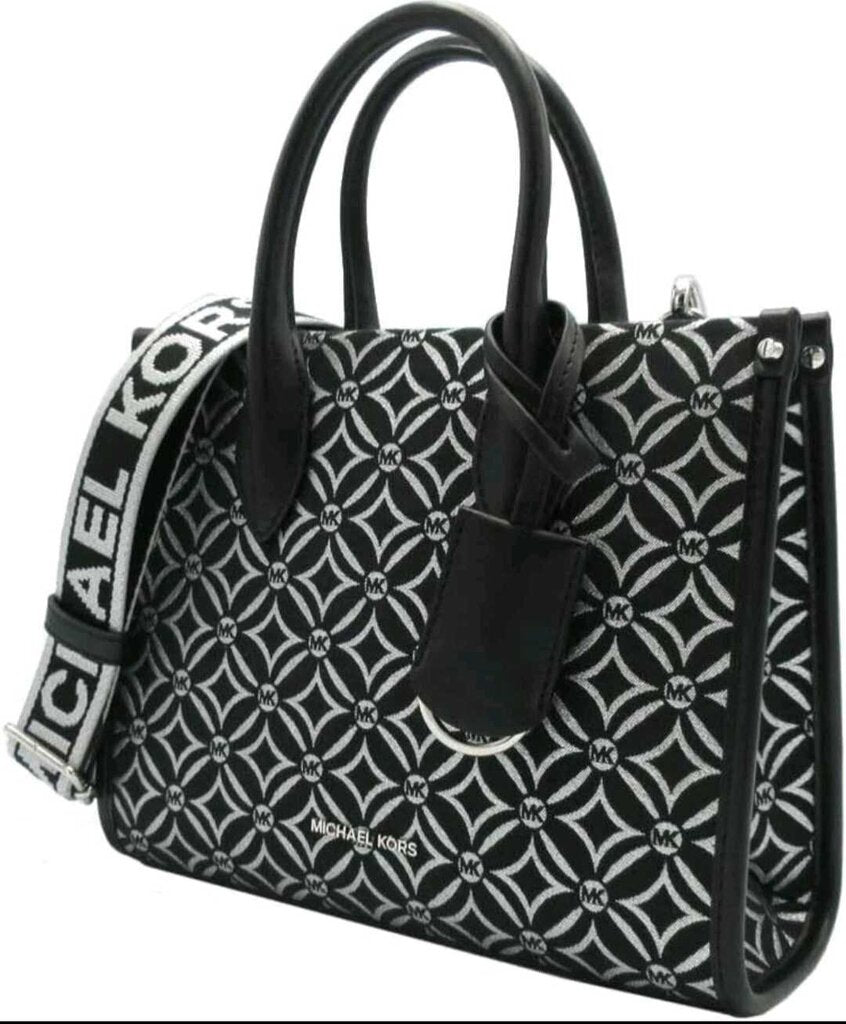 Michael Kors Mirella Medium Metallic Logo Jacquard Tote Bag