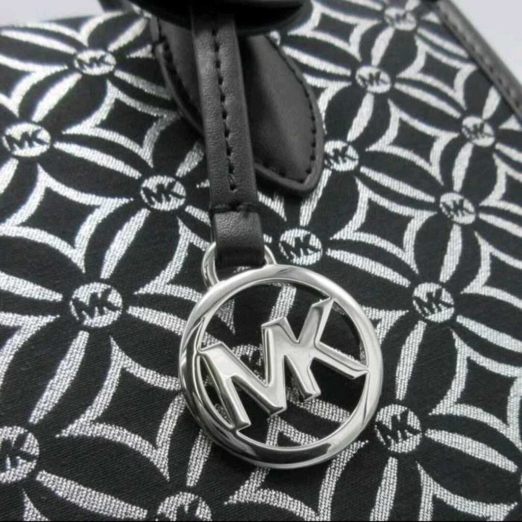 Michael Kors Mirella Medium Metallic Logo Jacquard Tote Bag