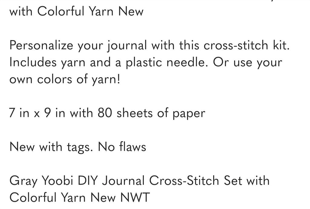 New Yoobi Cross Stitch Journal