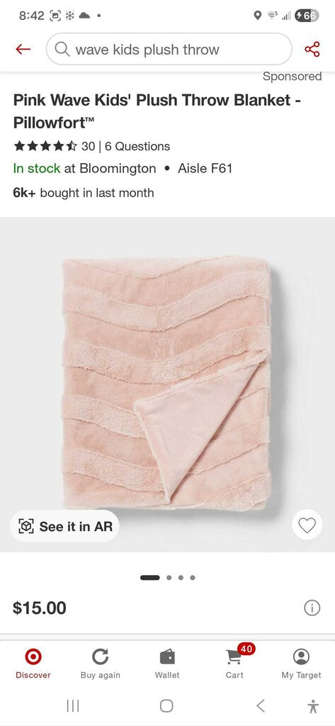 New Pillowfort Pink Wave Kids Plush Throw Blanket