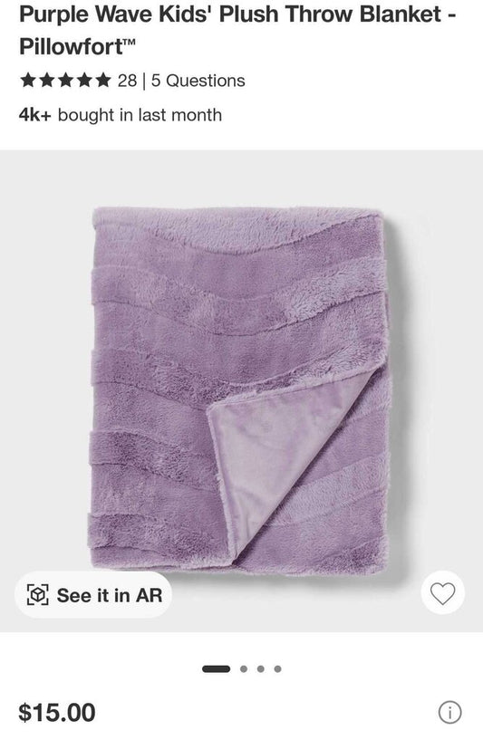 New Pillowfort Wave Kids Plush Throw Blanket