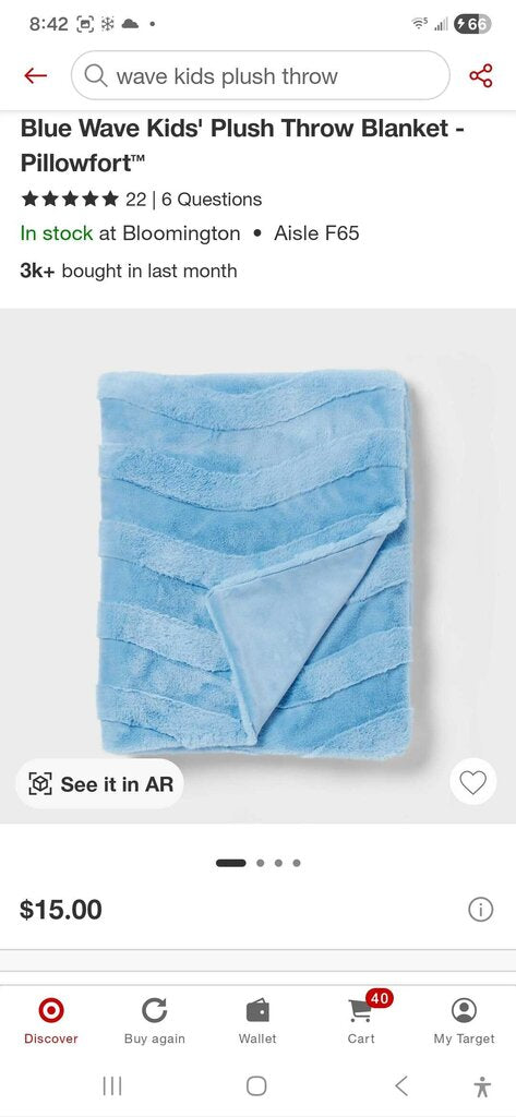 New Pillowfort Wave Kids Plush Throw Blanket