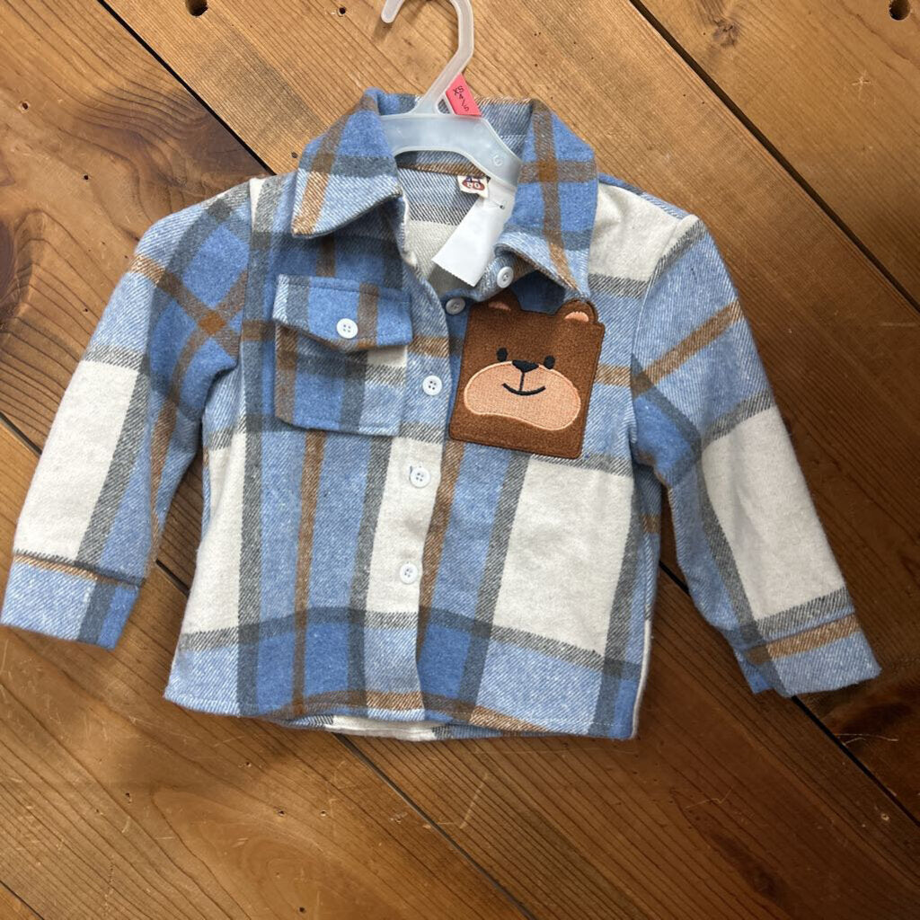 New Plaid Flannel with Bear