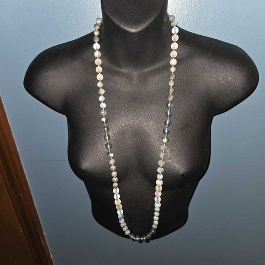 Vintage Glass Bead Necklace with iridescent Finish