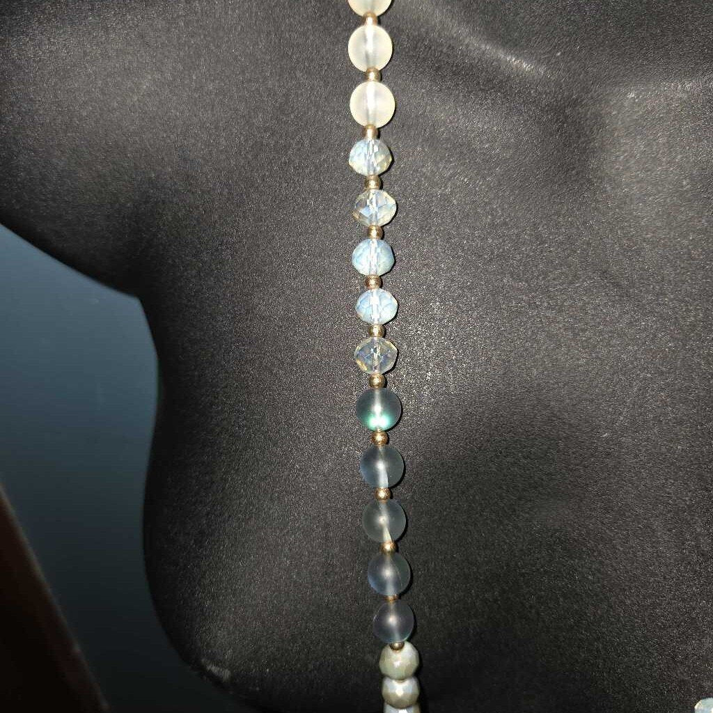 Vintage Glass Bead Necklace with iridescent Finish