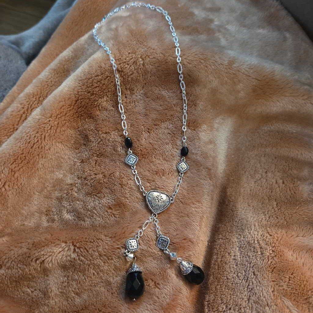 Vintage Necklace with Black Beads