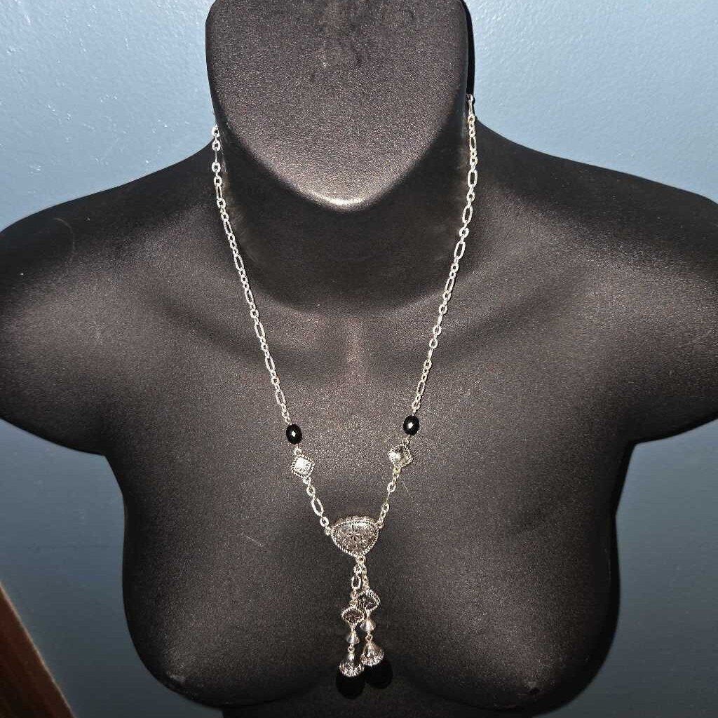 Vintage Necklace with Black Beads