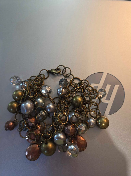 Vintage Multi Color Beaded Charm Bracelet
