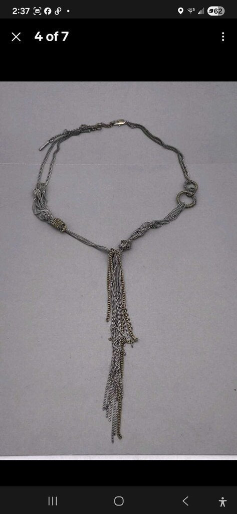 Vintage Multi Strand Silver Tone Chain Necklace