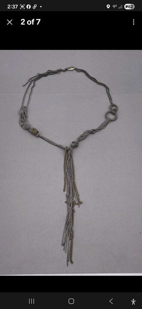 Vintage Multi Strand Silver Tone Chain Necklace
