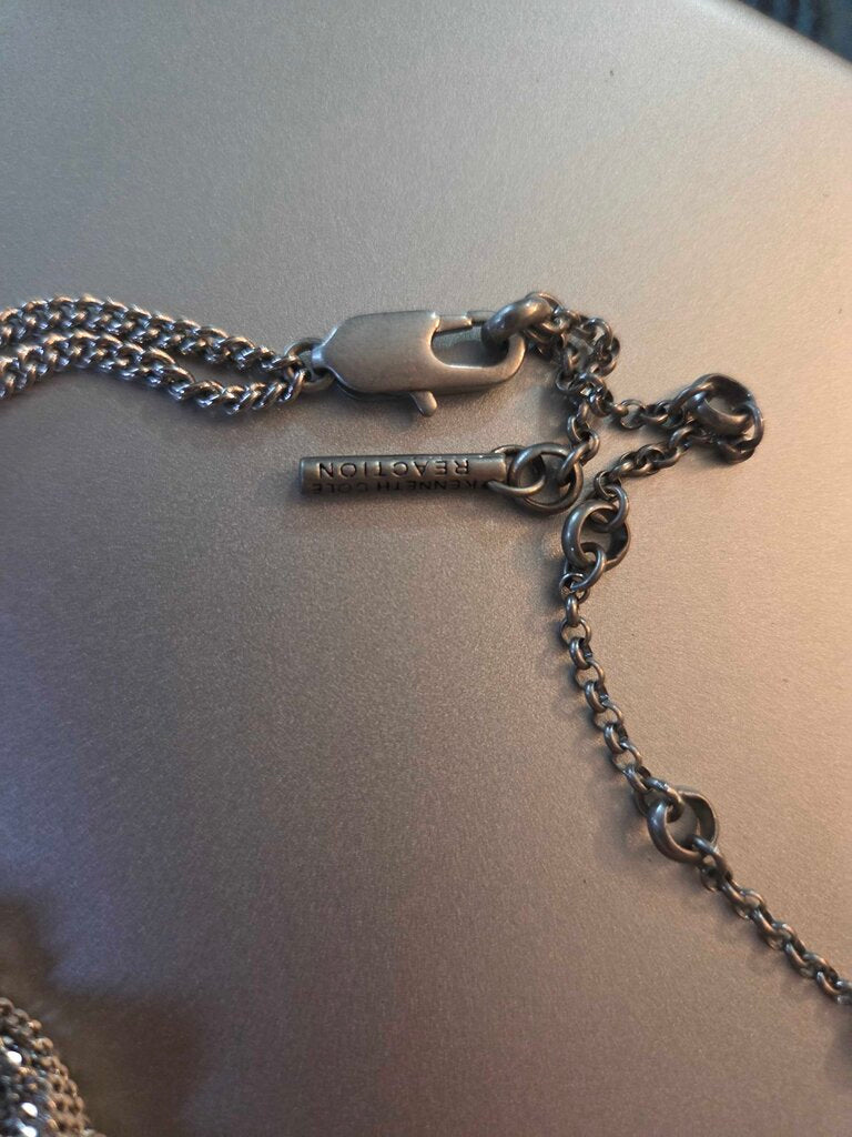 Vintage Multi Strand Silver Tone Chain Necklace