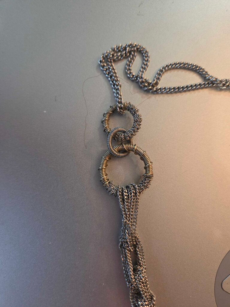 Vintage Multi Strand Silver Tone Chain Necklace