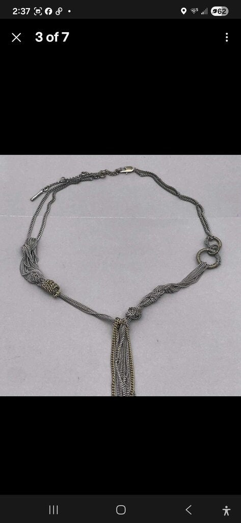 Vintage Multi Strand Silver Tone Chain Necklace