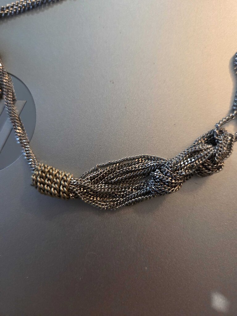 Vintage Multi Strand Silver Tone Chain Necklace
