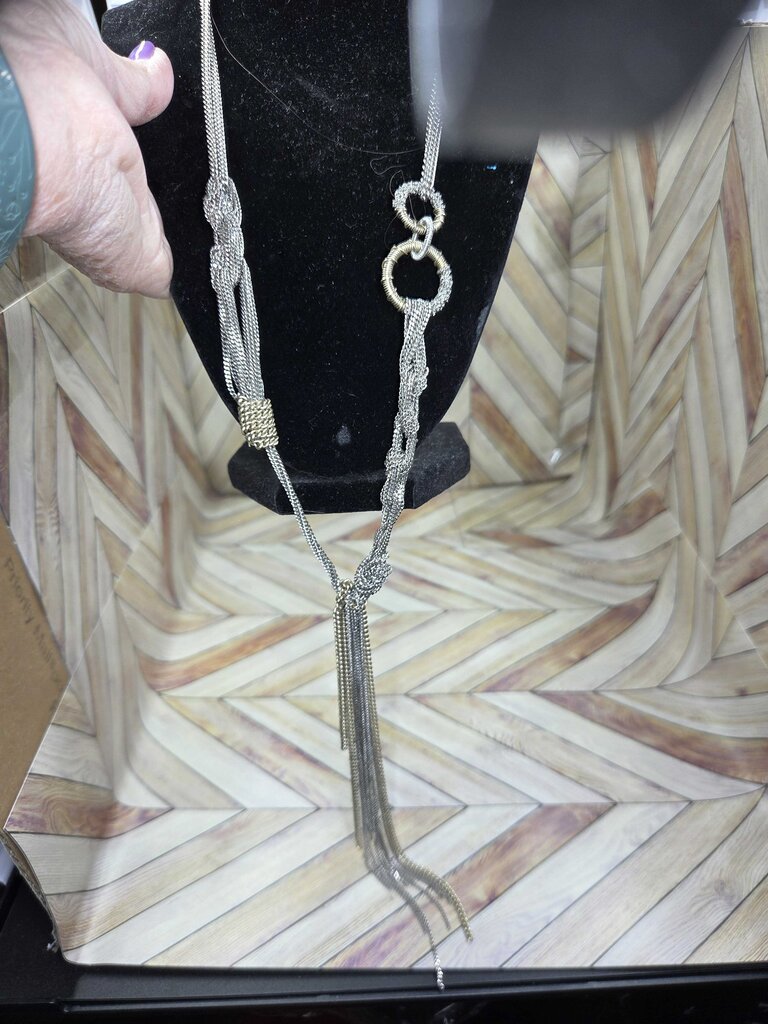 Vintage Multi Strand Silver Tone Chain Necklace