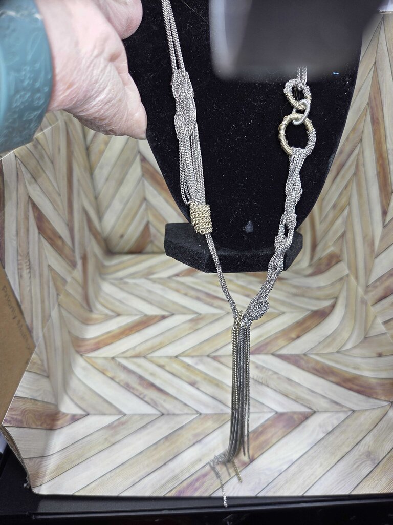 Vintage Multi Strand Silver Tone Chain Necklace