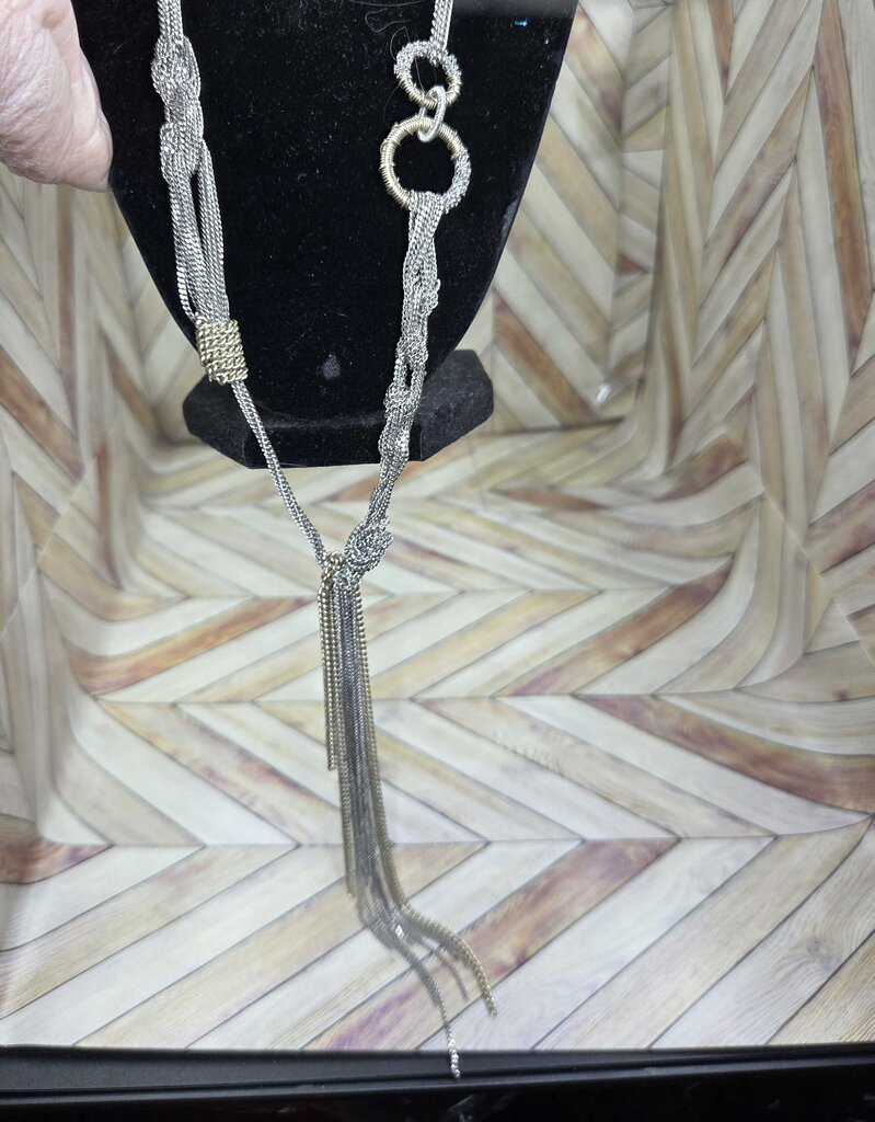 Vintage Multi Strand Silver Tone Chain Necklace
