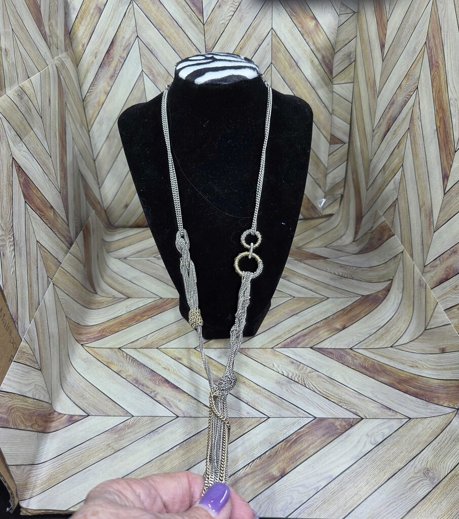 Vintage Multi Strand Silver Tone Chain Necklace