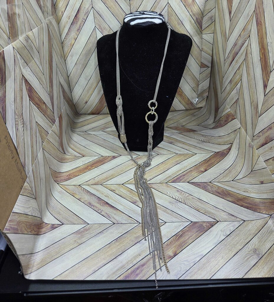 Vintage Multi Strand Silver Tone Chain Necklace