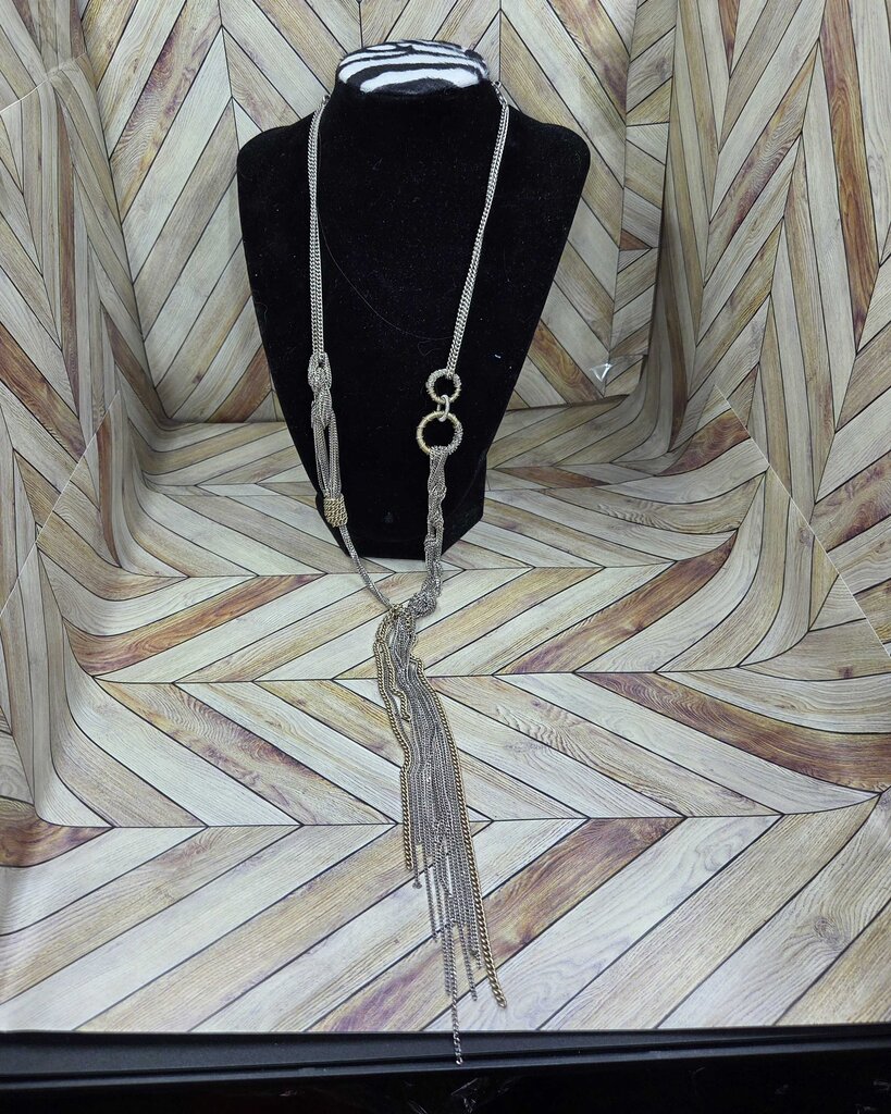 Vintage Multi Strand Silver Tone Chain Necklace