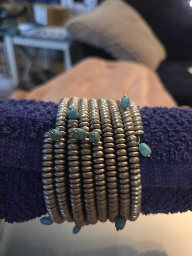 Spiral Turquoise/Silver Bracelet