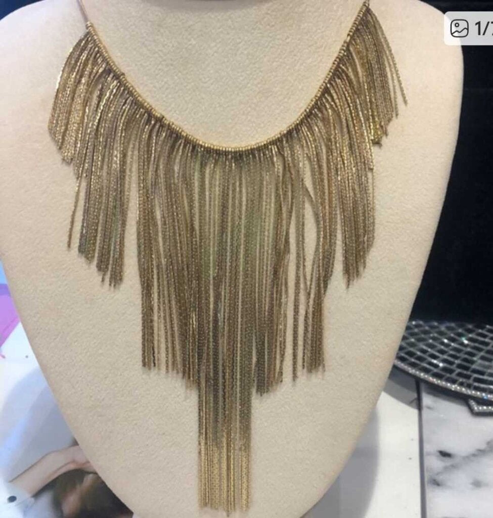Vintage Gold-Tone Fringe Necklace