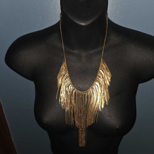Vintage Gold-Tone Fringe Necklace