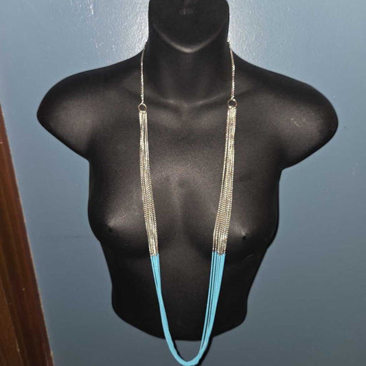 Vintage Multi-Strand Silver & Blue Necklace