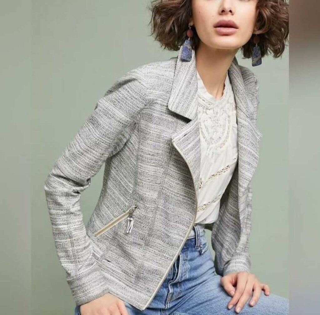 Anthropologie Caitlin Knit Moto Jacket
