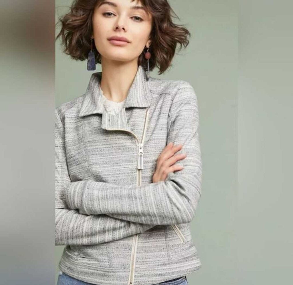 Anthropologie Caitlin Knit Moto Jacket