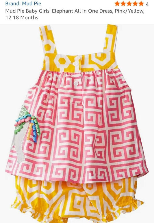 New Mud Pie Elephant All In One Romper